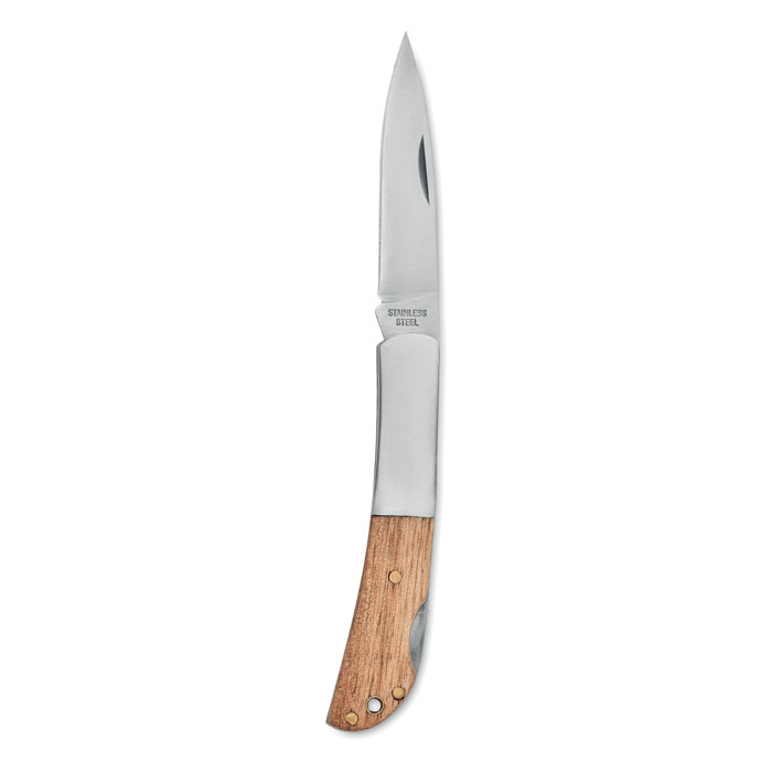 Couteau Pliant – Bois d'Acacia & Acier Inoxydable à graver avec prénom